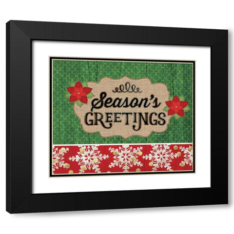 Seasons Greetings Black Modern Wood Framed Art Print with Double Matting by Pugh, Jennifer