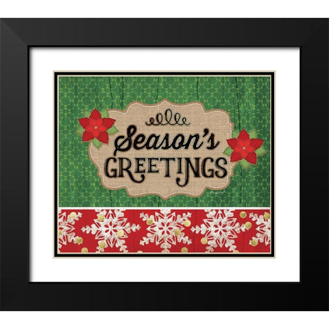 Seasons Greetings Black Modern Wood Framed Art Print with Double Matting by Pugh, Jennifer