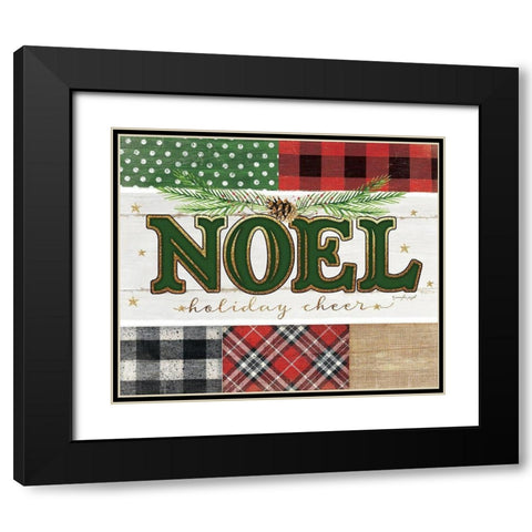 Noel Plaid Black Modern Wood Framed Art Print with Double Matting by Pugh, Jennifer