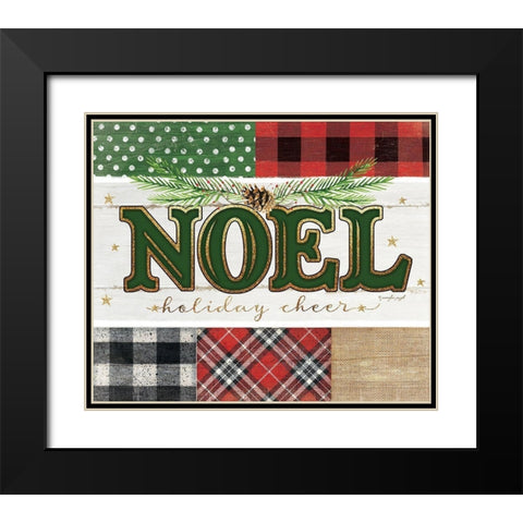 Noel Plaid Black Modern Wood Framed Art Print with Double Matting by Pugh, Jennifer