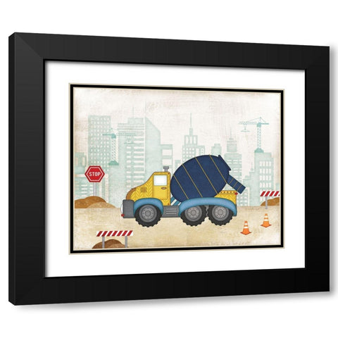 Cement Truck Black Modern Wood Framed Art Print with Double Matting by Pugh, Jennifer