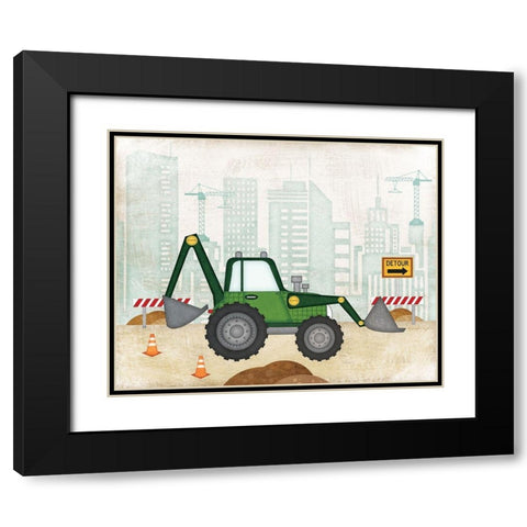 Backhoe Black Modern Wood Framed Art Print with Double Matting by Pugh, Jennifer