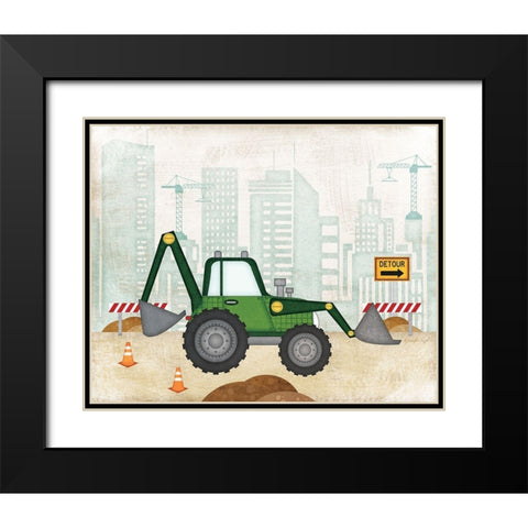 Backhoe Black Modern Wood Framed Art Print with Double Matting by Pugh, Jennifer