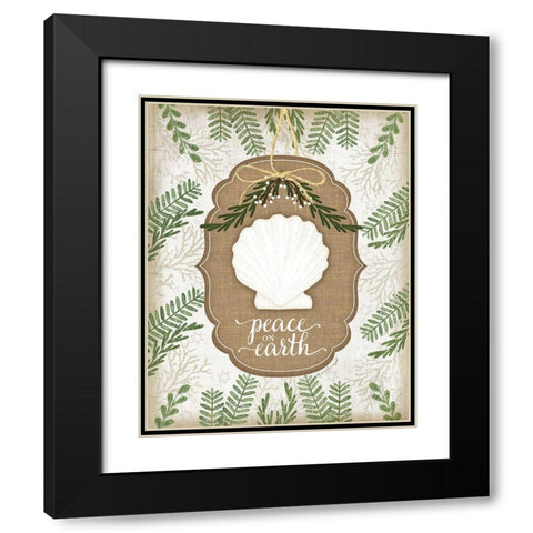 Coastal Christmas Peace Black Modern Wood Framed Art Print with Double Matting by Pugh, Jennifer