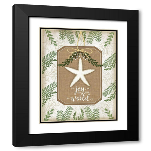 Coastal Christmas Joy Black Modern Wood Framed Art Print with Double Matting by Pugh, Jennifer