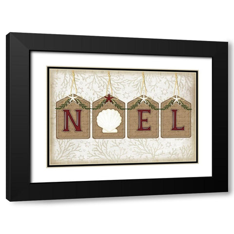 Coastal Christmas Noel Black Modern Wood Framed Art Print with Double Matting by Pugh, Jennifer