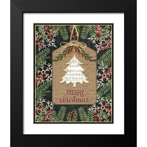 Merry Christmas Black Modern Wood Framed Art Print with Double Matting by Pugh, Jennifer