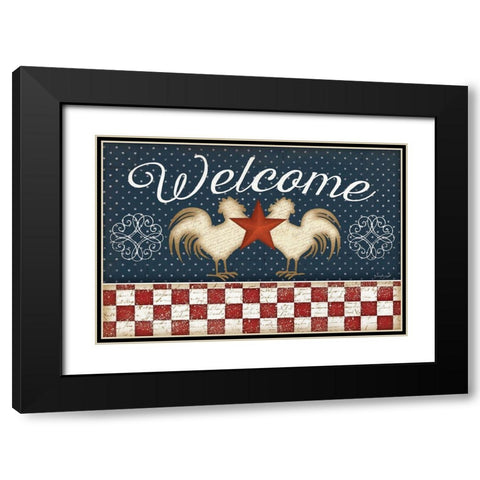 Red White and Blue Rooster II Black Modern Wood Framed Art Print with Double Matting by Pugh, Jennifer