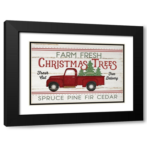 Vintage Truck Farm Christmas Trees Black Modern Wood Framed Art Print with Double Matting by Pugh, Jennifer