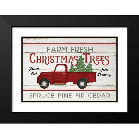 Vintage Truck Farm Christmas Trees Black Modern Wood Framed Art Print with Double Matting by Pugh, Jennifer