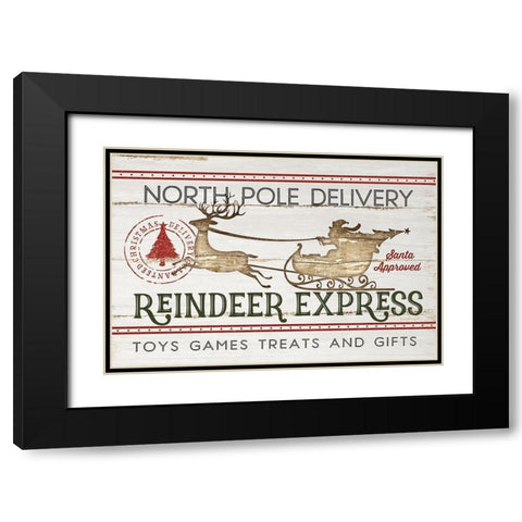 Reindeer Express Black Modern Wood Framed Art Print with Double Matting by Pugh, Jennifer