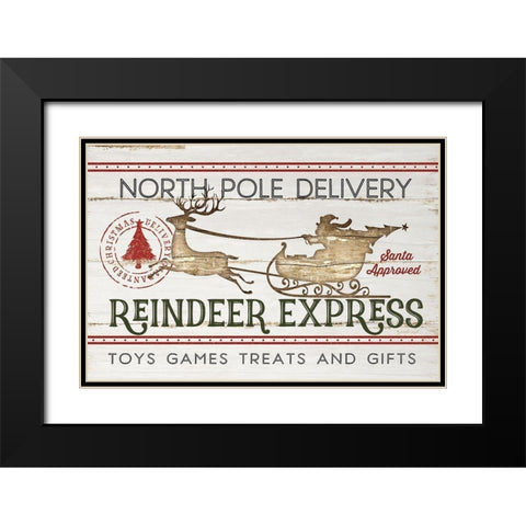 Reindeer Express Black Modern Wood Framed Art Print with Double Matting by Pugh, Jennifer