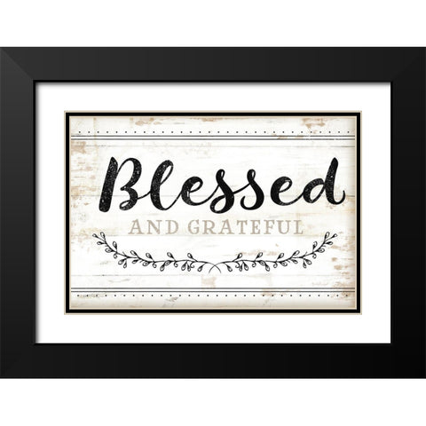 Blessed and Grateful Black Modern Wood Framed Art Print with Double Matting by Pugh, Jennifer