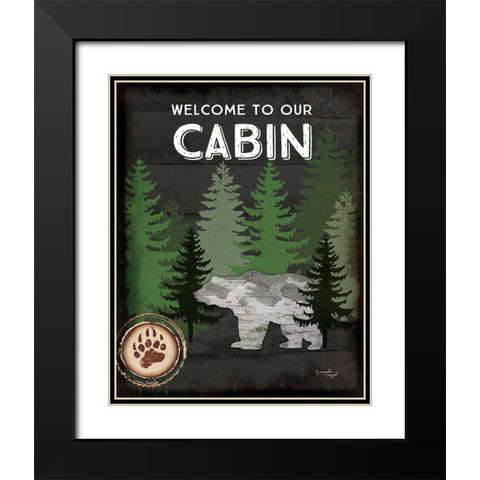 Welcome to Our Cabin Black Modern Wood Framed Art Print with Double Matting by Pugh, Jennifer