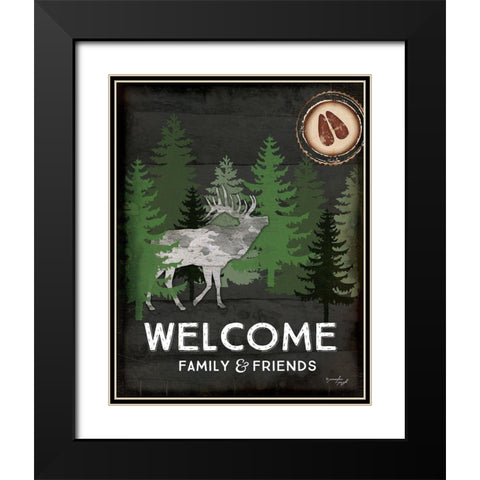 Welcome Family and Friends Black Modern Wood Framed Art Print with Double Matting by Pugh, Jennifer