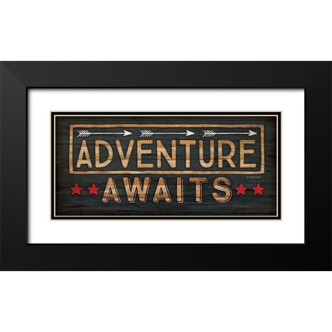 Adventure Awaits Black Modern Wood Framed Art Print with Double Matting by Pugh, Jennifer
