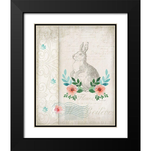 French Spring Rabbit Black Modern Wood Framed Art Print with Double Matting by Pugh, Jennifer