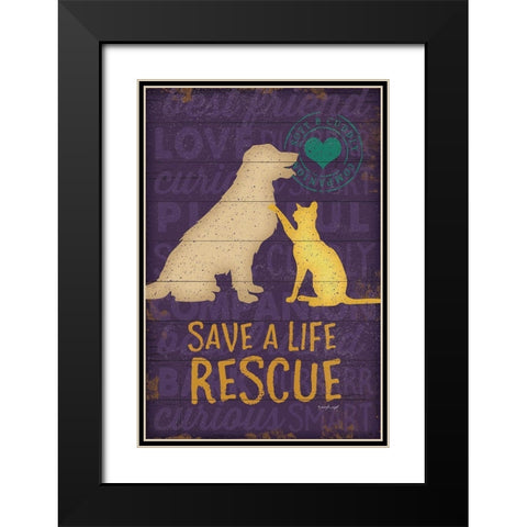 Save a Life Rescue Black Modern Wood Framed Art Print with Double Matting by Pugh, Jennifer