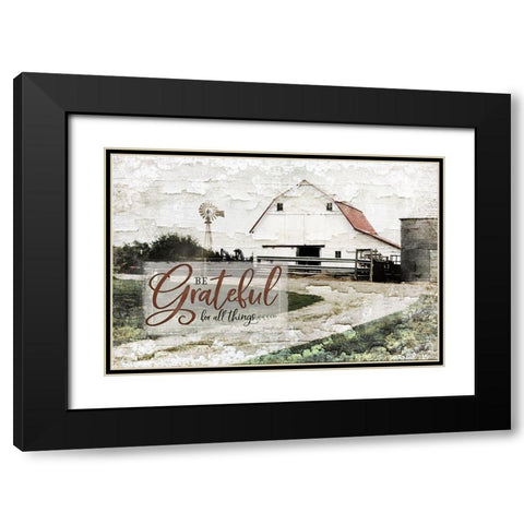 Be Grateful Black Modern Wood Framed Art Print with Double Matting by Pugh, Jennifer