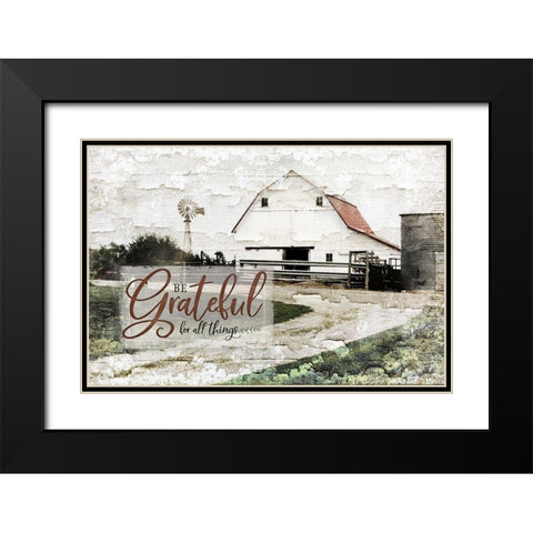 Be Grateful Black Modern Wood Framed Art Print with Double Matting by Pugh, Jennifer