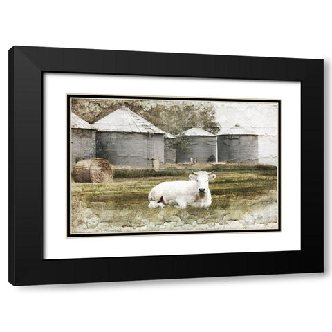 White Cow Black Modern Wood Framed Art Print with Double Matting by Pugh, Jennifer