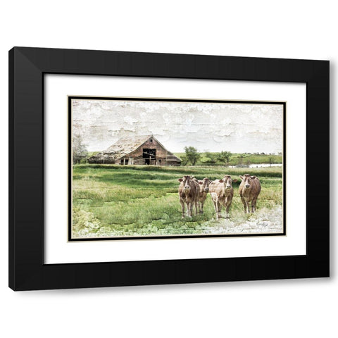 Cows Black Modern Wood Framed Art Print with Double Matting by Pugh, Jennifer
