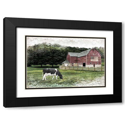 Cow Black Modern Wood Framed Art Print with Double Matting by Pugh, Jennifer