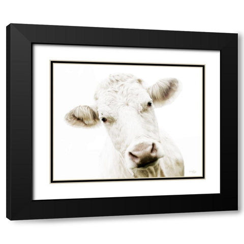 Cow V Black Modern Wood Framed Art Print with Double Matting by Pugh, Jennifer