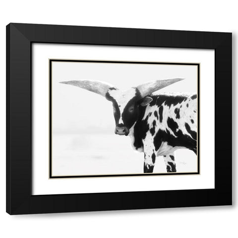 Longhorn III Black Modern Wood Framed Art Print with Double Matting by Pugh, Jennifer