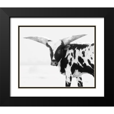 Longhorn III Black Modern Wood Framed Art Print with Double Matting by Pugh, Jennifer