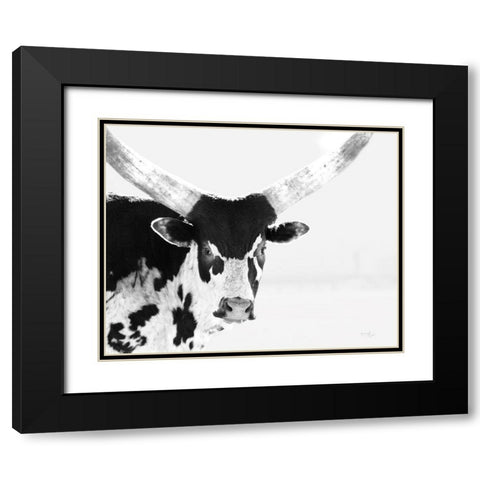 Longhorn V Black Modern Wood Framed Art Print with Double Matting by Pugh, Jennifer