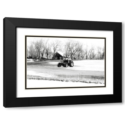 Tractor Black Modern Wood Framed Art Print with Double Matting by Pugh, Jennifer