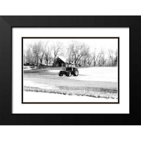 Tractor Black Modern Wood Framed Art Print with Double Matting by Pugh, Jennifer