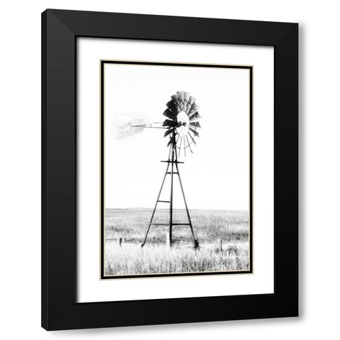 Windmill Black Modern Wood Framed Art Print with Double Matting by Pugh, Jennifer