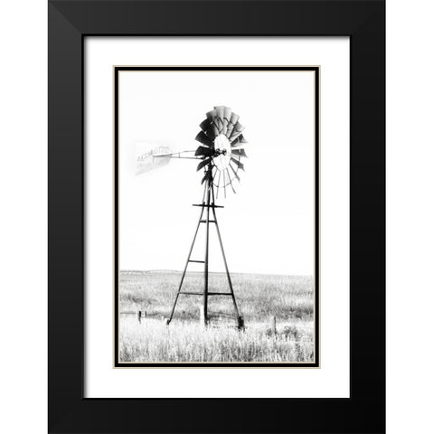 Windmill Black Modern Wood Framed Art Print with Double Matting by Pugh, Jennifer