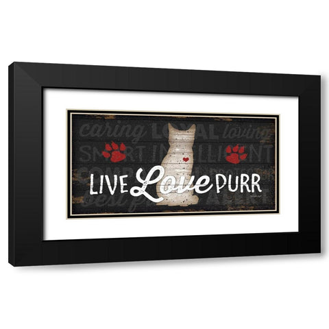 Live Love Purr Black Modern Wood Framed Art Print with Double Matting by Pugh, Jennifer