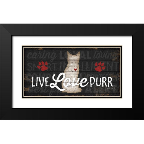 Live Love Purr Black Modern Wood Framed Art Print with Double Matting by Pugh, Jennifer