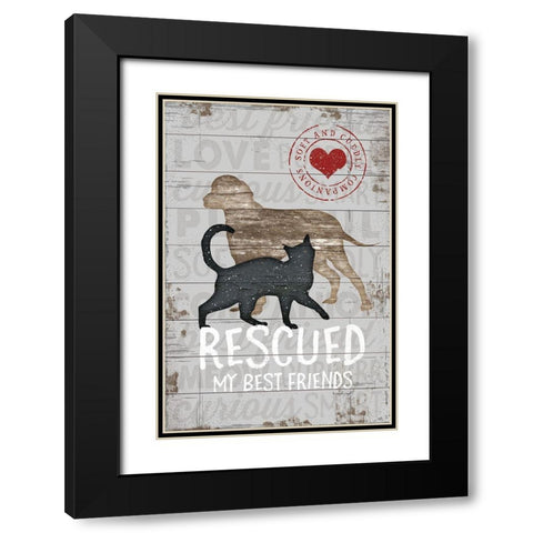 Rescued My Best Friend Black Modern Wood Framed Art Print with Double Matting by Pugh, Jennifer