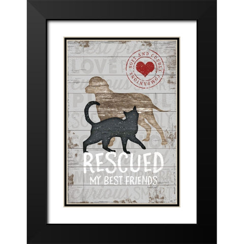 Rescued My Best Friend Black Modern Wood Framed Art Print with Double Matting by Pugh, Jennifer