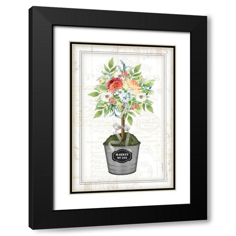 Floral Topiary Black Modern Wood Framed Art Print with Double Matting by Pugh, Jennifer