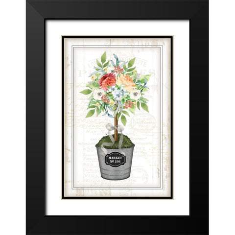 Floral Topiary Black Modern Wood Framed Art Print with Double Matting by Pugh, Jennifer