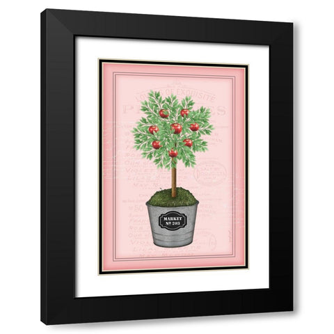 Apple Topiary - Pink Black Modern Wood Framed Art Print with Double Matting by Pugh, Jennifer