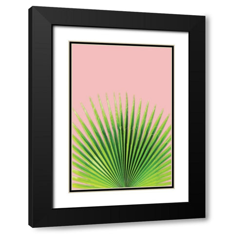Pink Palm I Black Modern Wood Framed Art Print with Double Matting by Pugh, Jennifer
