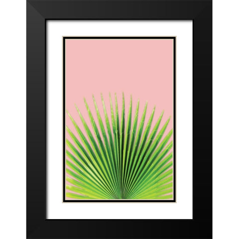 Pink Palm I Black Modern Wood Framed Art Print with Double Matting by Pugh, Jennifer
