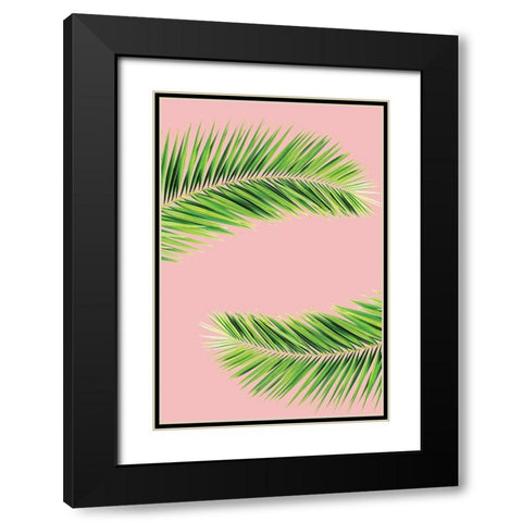 Pink Palm II Black Modern Wood Framed Art Print with Double Matting by Pugh, Jennifer
