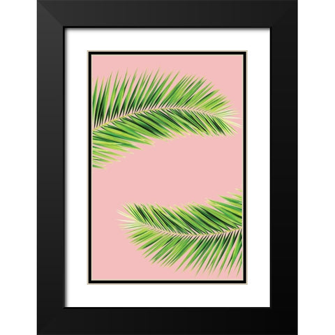 Pink Palm II Black Modern Wood Framed Art Print with Double Matting by Pugh, Jennifer