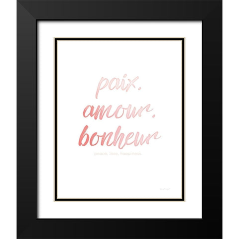 Paix Amour Bonheur Black Modern Wood Framed Art Print with Double Matting by Pugh, Jennifer