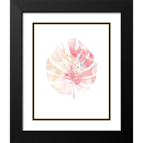 Pink Leaf II Black Modern Wood Framed Art Print with Double Matting by Pugh, Jennifer