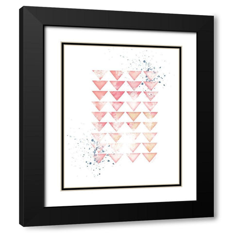 Pink Geometric Triangles Black Modern Wood Framed Art Print with Double Matting by Pugh, Jennifer