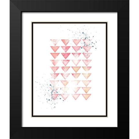 Pink Geometric Triangles Black Modern Wood Framed Art Print with Double Matting by Pugh, Jennifer